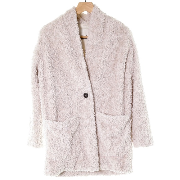 Aritzia Wilfred Free Grete Teddy Sherpa Faux Fur Cream Coat XS Cozy Quiet Luxury - Picture 3 of 9